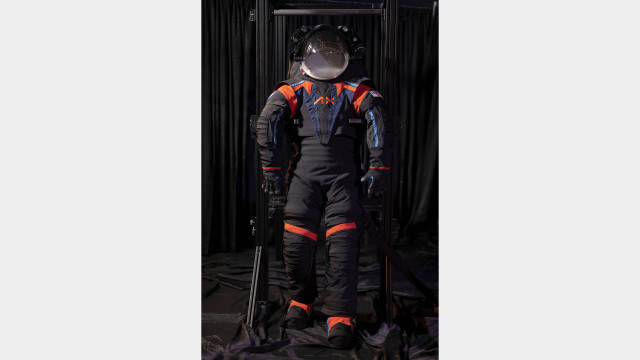 A handout picture made available on 15 March 2023 by Axiom Space shows the Artemis III spacesuit prototype